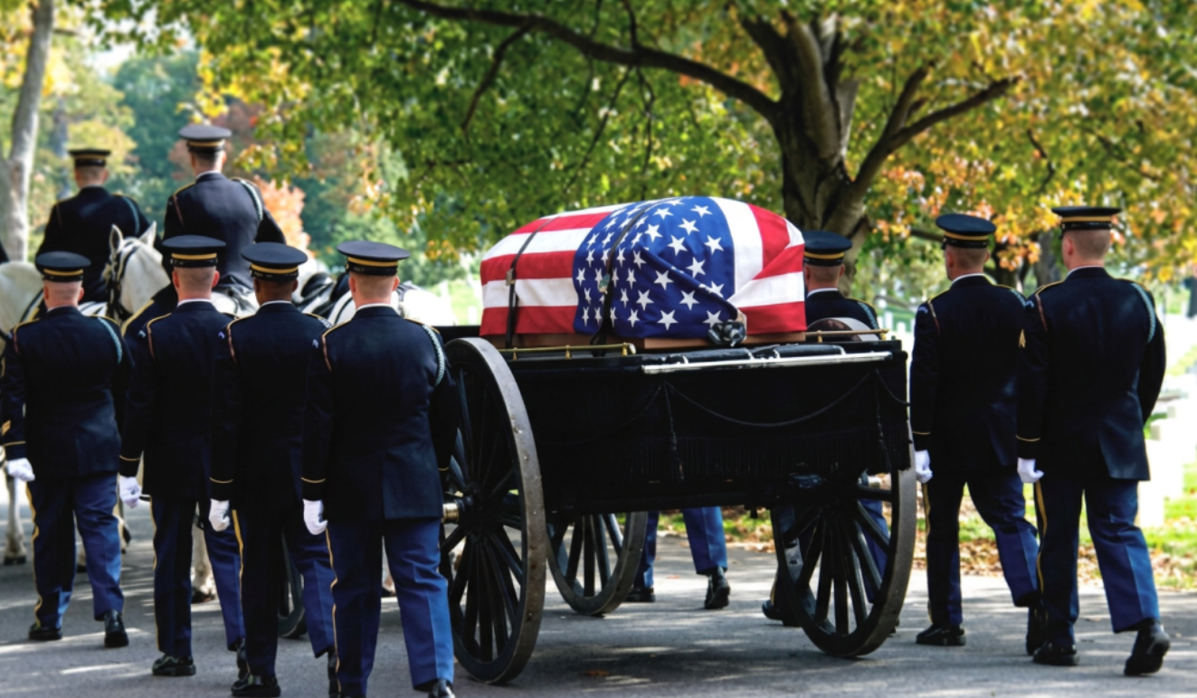American memorial flags and veteran remembrance display